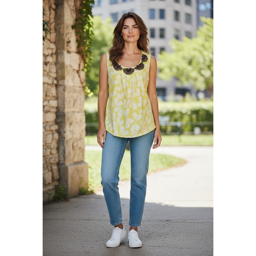 "Citrus Shell Siren" Boden Shell Print Sleeveless Cotton Top Coquette Aesthetic - Picture 1 of 10